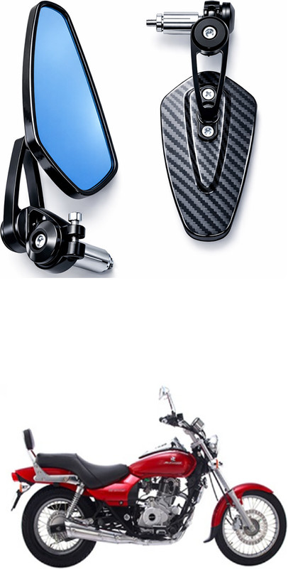 LOVMOTO Universal Carbon 360° Oval Bike Bar End Mirror Folding Rear View Mirror SG18 Handle Bar Grip For Bajaj Avenger 220 DTS-i(Pack of 2)