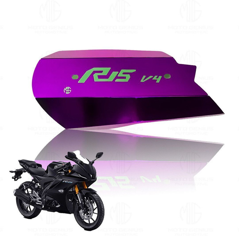 Moto Genius Stainless Steel Exhaust Cover for R15 V4 Premium Heat Shield Protector (Purple) Bike Exhaust Heat Shield