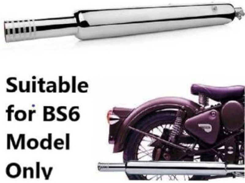 Supremechoice Long Bottle Chrome BS6 Bada Punjab Exhaust silencer Royal Enfield Battle Full Exhaust System(Mild Steel)