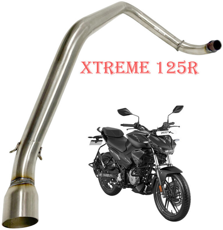 Dhe Best Motorcycle Modified Exhaust Pipe Muffler Mid Pipe for Xtreme 125R Hero NA Full Exhaust System(Stainless Steel)