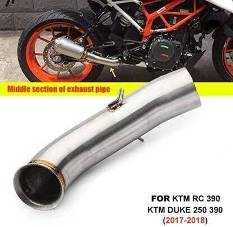 ASRYD Motorcycle Exhaust Middle Muffler Bend Pipe KTM RC 200, RC 390 Slip-on Exhaust System(Stainless Steel)