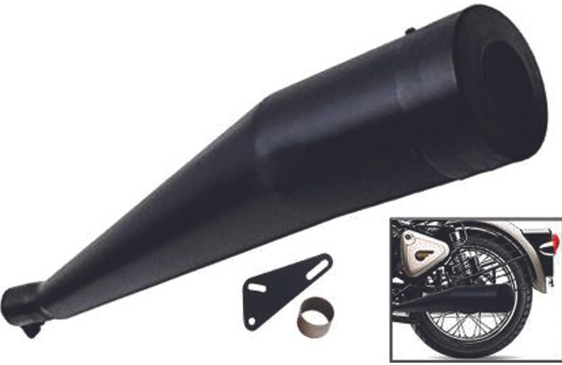 GOLSM Cobra silencer Black Glasswwol Exhaust Royal Enfield Classic 500 Full Exhaust System(Mild Steel)