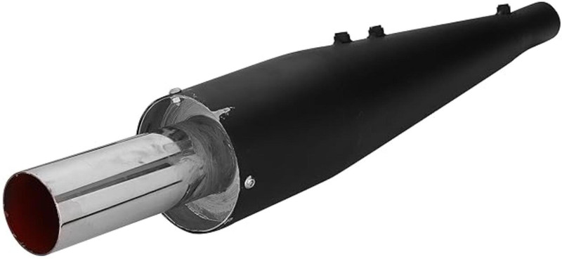 SILENTWAVE Wild Boar / Wildboar silencer Black Front Chrome Exhaust Glasswool Royal Enfield Classic Full Exhaust System(Mild Steel)