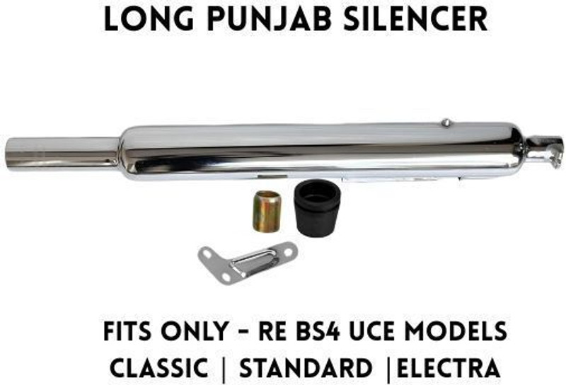 EAZ Long Punjab Silencer Free Flow (Chrome BS3-BS4 Royal Enfield Classic, Classic Chrome, Classic 350, Classic 500, Thunder Bird 350, Thunder Bird 500 Full Exhaust System(Mild Steel)
