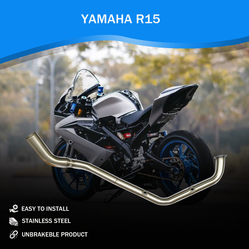 Vagary Bend Pipe for Yamaha R15 V3/ R15 V4/ MT15 (BS6 Model Only) Yamaha R15 Full Exhaust System(Stainless Steel)