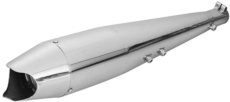 Ridefit Shark Chrome Silencer Glasswool Exhaust Royal Enfield Classic Desert Storm Full Exhaust System(Mild Steel)