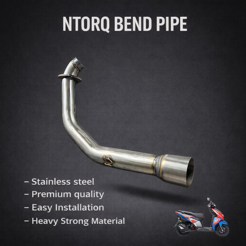 B.K Accessories Bike Bend Pipe Stainless Steel for TVS Ntroq 125 Model TVS NA Full Exhaust System(Stainless Steel)