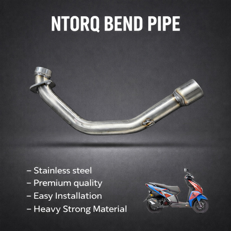 B.K Accessories Bike Bend Pipe Stainless Steel for TVS Ntroq 125 Model TVS NA Full Exhaust System(Stainless Steel)