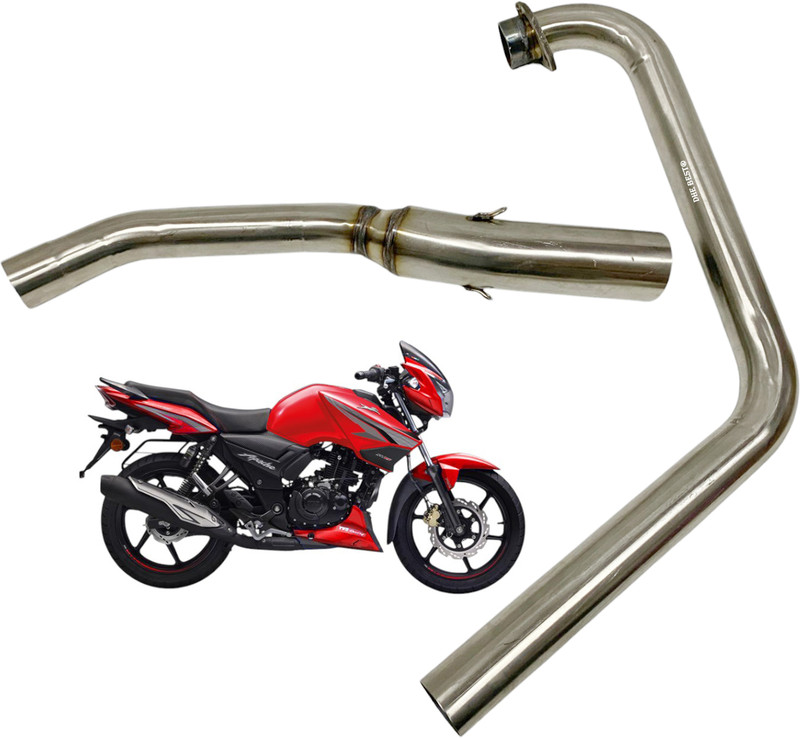 Dhe Best Bike Modified Exhaust Pipe Muffler Mid Bend Pipe for TVS Apache RTR 180 TVS NA Slip-on Exhaust System(Stainless Steel)