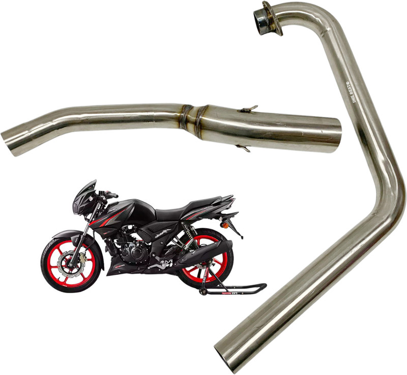 Dhe Best Motorcycle Modified Exhaust Pipe Muffler Mid Bend Pipe for TVS Apache RTR 160 TVS NA Slip-on Exhaust System(Stainless Steel)