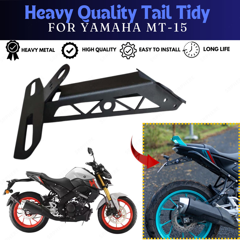 ENEMYT ALUM15 GOOD QUALITY MT 15 RACING TAIL TIDY WITH KEY HOLE CAP Bike Number Plate(Stainless Steel 15 cm  x  11 cm)