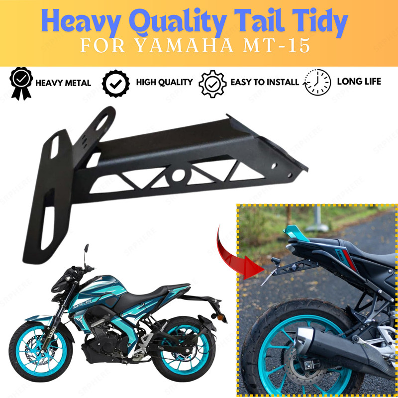 ENEMYT ALUM1 GOOD QUALITY MT 15 RACING TAIL TIDY WITH KEY HOLE CAP Bike Number Plate(Stainless Steel 15 cm x 11 cm)