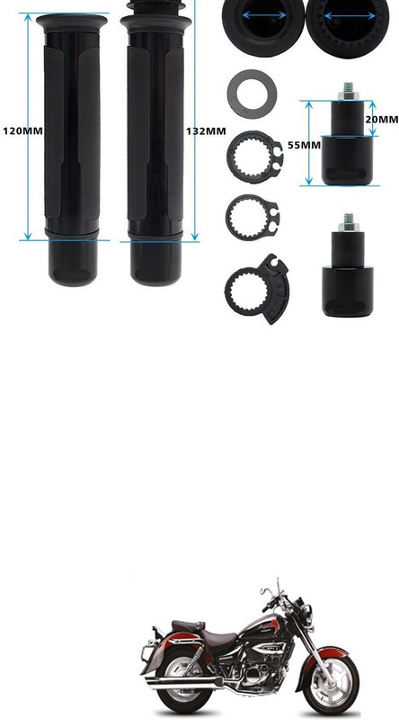 PRTEK Motorcycle Hand Grips Anti-Skid Handlebar Rubber Bar End 15 Handle Bar Grip For Hyosung Aquila 250(Pack of 2)