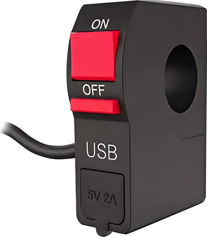 RKS MOTOCARE Multi-Function Motorcycle USB Mobile Phone Charger Handle Switch Assembly(Black)