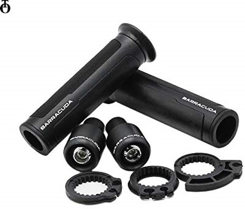 OBEROI'S TRADERS Barracuda Handle Grip with Metal Handlebar Ends with Aluminum Insert for Bikes Handle Bar Grip For Universal For Bike Universal For Bike(Pack of 2)