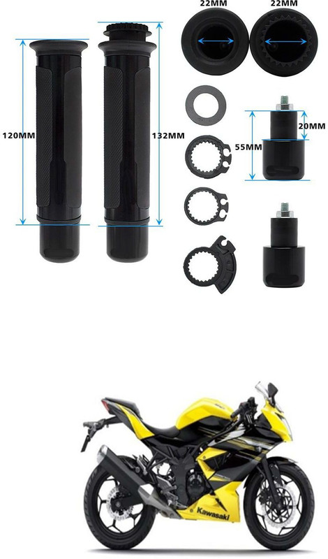 PRTEK Motorcycle Hand Grips Anti-Skid Handlebar Rubber Bar End 114 Handle Bar Grip For Kawasaki Ninja(Pack of 2)
