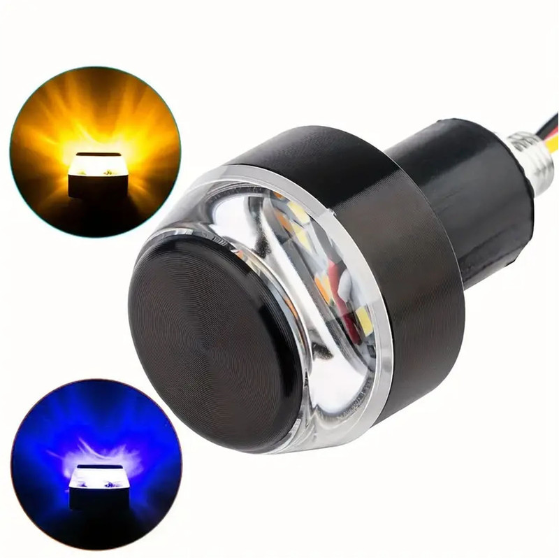 Rideonparts Bike Handle Bar LED Turn Signal Indicators Dual Color Bulb Yellow/Blue Bike Handlebar Weights(100 Blue Yellow)