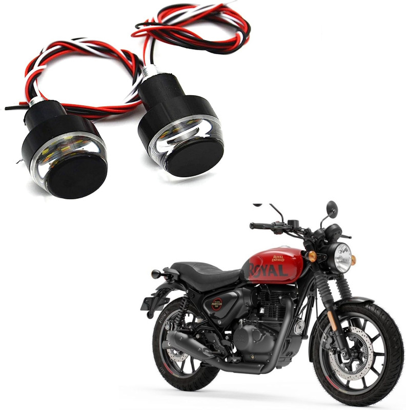 KOZDIKO Motorcycle Turn Signal LED Handle Bar Light Compatible with HUNTER 350 Bike Handlebar Weights(2 White, Yellow)