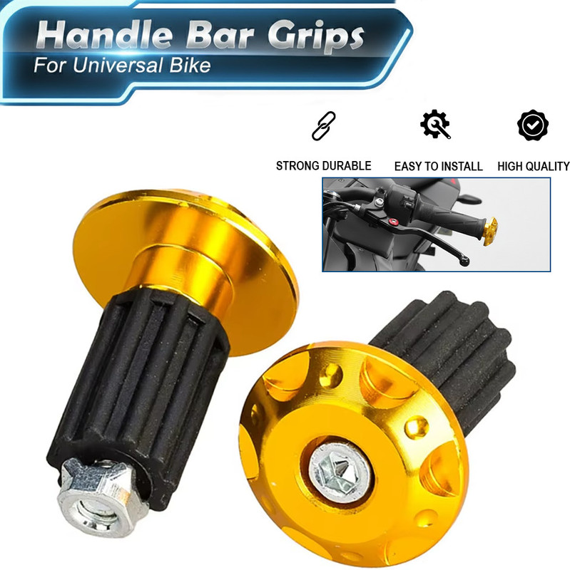 ASRYD Universal Motorcycle Bar End Caps Grips Handlebar Wight Bike Handlebar Weights(2 Gold)