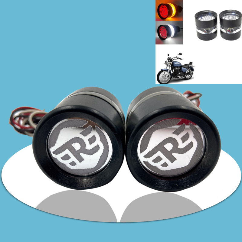 Moterix LIGHT HANDLE BAR WEIGHT BLACK R LOGO INDICATOR’S WITH, PARKING LIGHT’S Bike Handlebar Weights(2 Black)