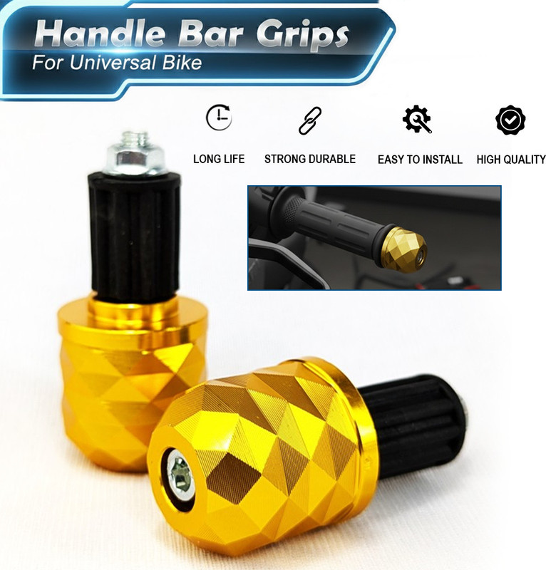 ASRYD Universal Handle Bar Grips or End Cap Plug Gutli For motorcycle Bike Handlebar Weights(2 Gold)