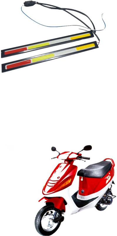 PRTEK 2pcs/ 17CM Car LED COB DRL Daytime Running Light Waterproof_g193 Bike Headlight Grill(Blue, Red)
