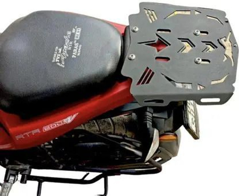 IMAD TRADING Heavy Duty Metal Top Rack for RTR 200 | Luggage Carrier | Black Finish Bike Headlight Grill(Black)
