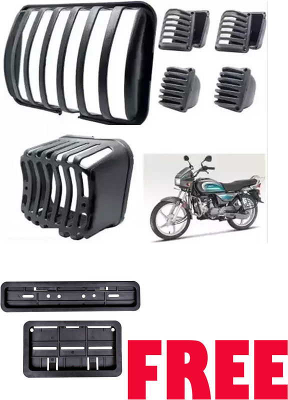S P ENTERPRISES Cover Headlight Tail Light Indicator Protection Guard (Pack Of 6 Bike Headlight Grill(Black)