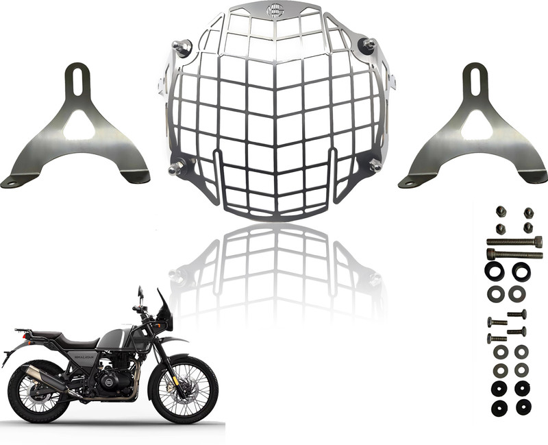 Moto Genius Durable Stainless Steel Headlight Grill Guard | Motorcycle Light Protection Bike Headlight Grill(Black)