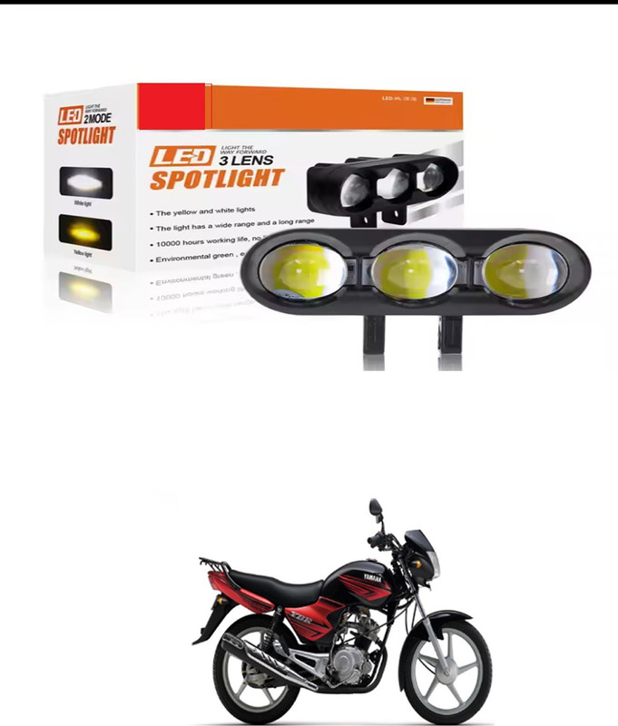 PRTEK (3 LENS ) BIKE FOG LIGHT LAW/HIGH BEAM_R184 Bike Headlight Grill(Black)
