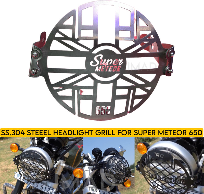 imad SS STEEL HEADLIGHT GRILL SUPER METEOR Bike Headlight Grill(Steel)
