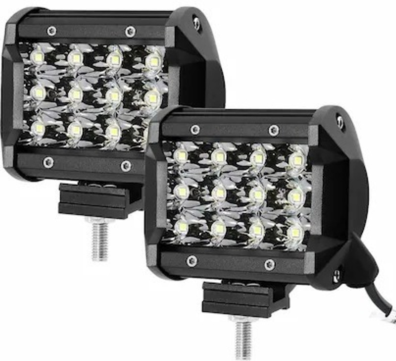 Discount Plaza 12 LED Fog Spot Beam Light Cube Bar with Mounting Bracket for Car Bike Headlight Grill(Black)