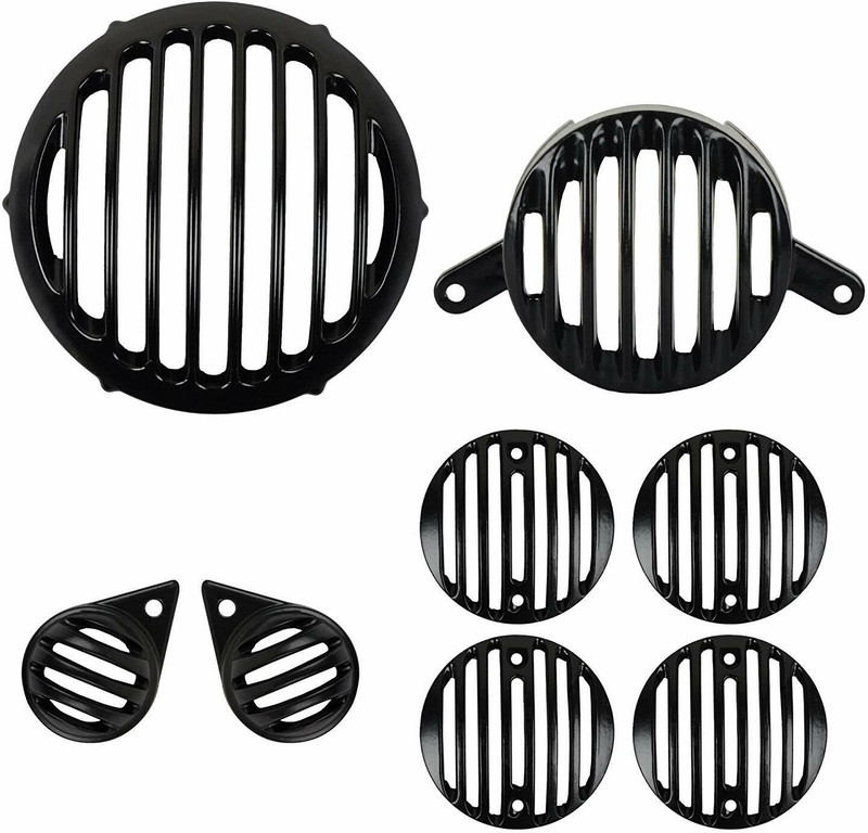 NIYAMAT Headlight Grill Heavy for Royal Enfield Bike Set of 8 Bike Headlight Grill(Black)