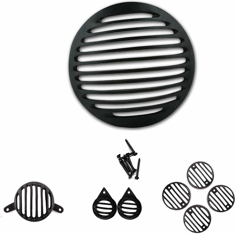 Pepstter Heavy Grill Light Covers for Headlight, Tail Light, Indicators, Royal Enfield Bike Headlight Grill(Black)