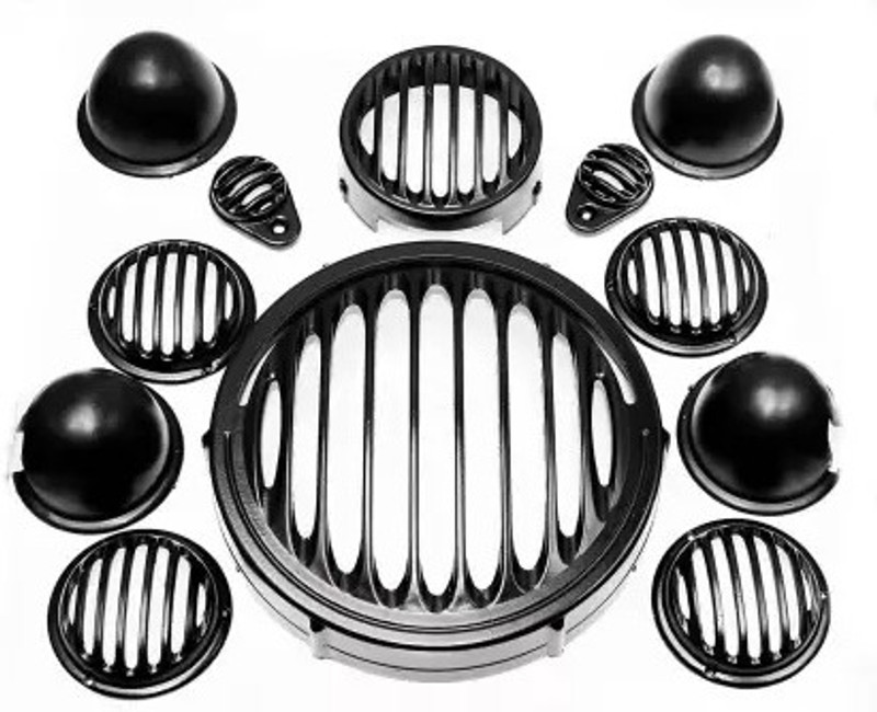 MODAROCK Premium Quality Headlight Grill Set Pack 6 Pcs With RIM For RE Reborn Bike Headlight Grill(Black)