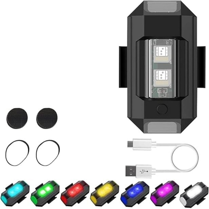 VEHAA ENTERPRISES USB Rechargeable Drone&Motorcycle Signal Lights Lightweight 6.5g Flashing Bike Headlight Grill(Multicolor)