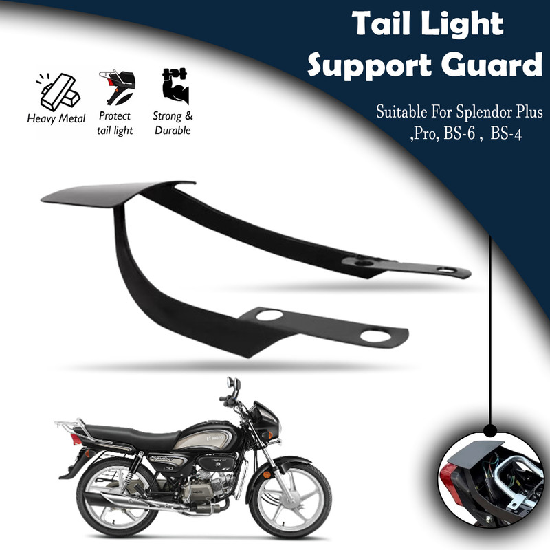 ZRIDE Rear Seat Tail Panel Patti Metal Tail Protector For Splendor, Splendor Pro Bike Headlight Grill(Black)