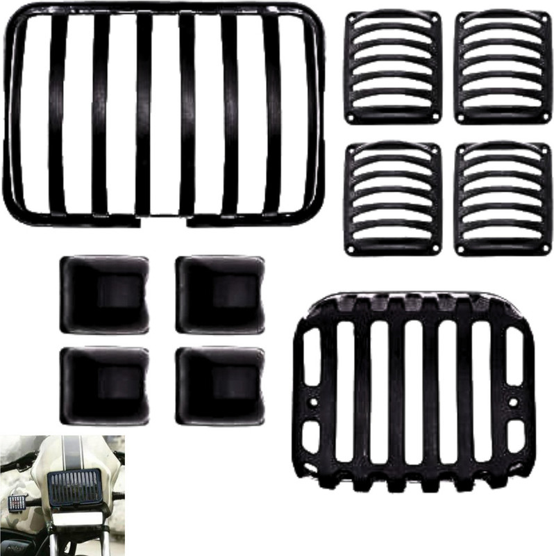 Autozap Full Grill Cover Plastic Set of Headlight, Indicators & Tail light for Splendor Bike Headlight Grill(Black)
