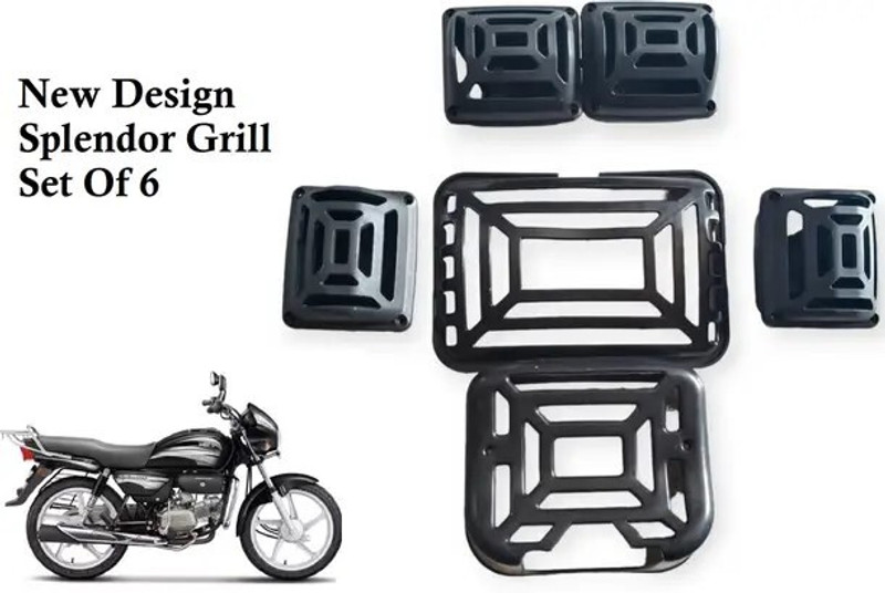 HJZG Splendor Head Light Grill 6 Bike Headlight Grill(Black)