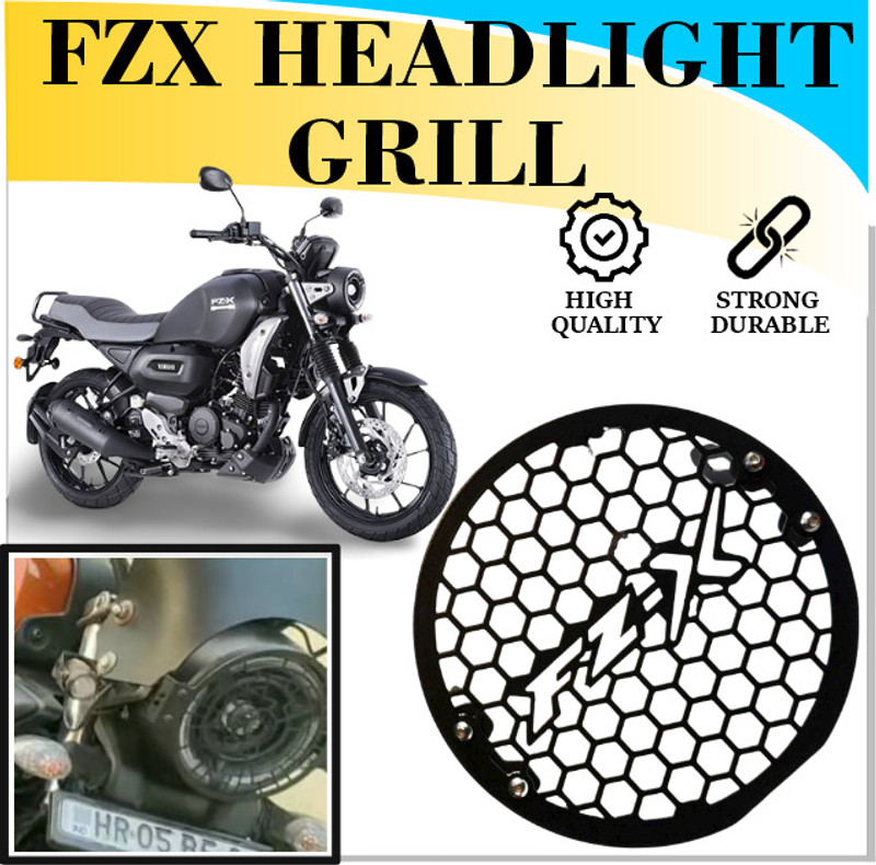 ASRYD Yamaha FZ X Logo Metal Headlight Grill Set Bike Headlight Grill(Black)