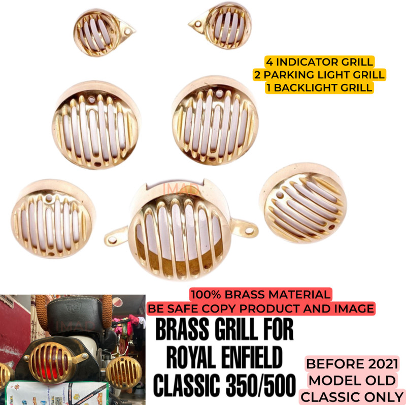 imad BRASS MATERIAL INDICATOR,BACK LIGHT AND PARKING LIGHT GRILL FOR CLASSIC 350/500 Bike Headlight Grill(Gold)