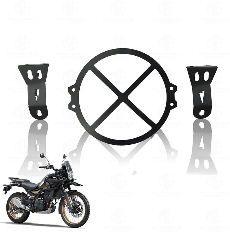 Moto Genius Front Headlight Grill Guard for RE Himalayan 450 Motorbike (X Design) Bike Headlight Grill(Black)