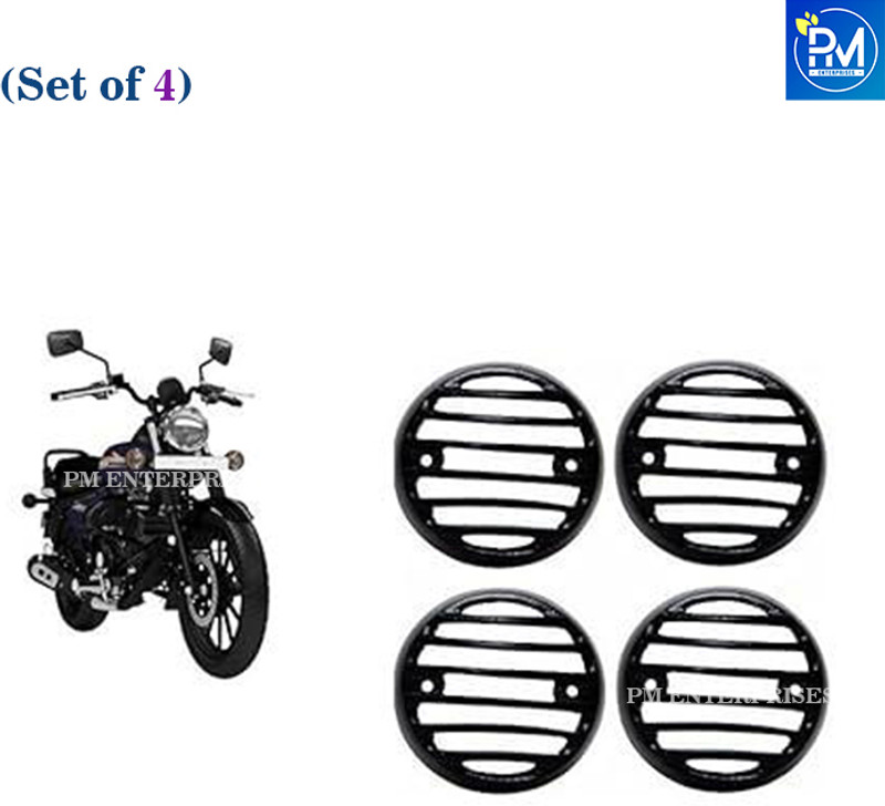 PM ENTERPRIES Indicator Light Grill (set of 4) Bajaj Avenger Cruise 220/150, Street 220/150 Bike Headlight Grill(Black)