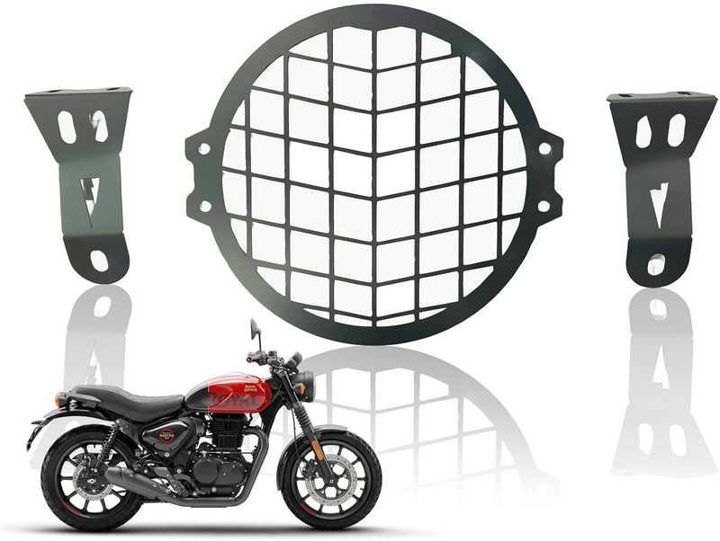 Moto Genius Front Headlight Grill Guard for HUNTER Bike Headlight Grill(Black)