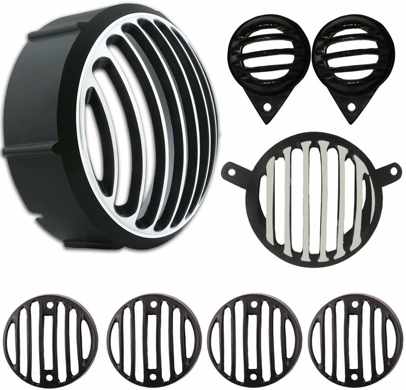 inayat Bullet Grill Set |Jali Complete Metal Set Headlight, Taillight, Indicators Bike Headlight Grill(Black)