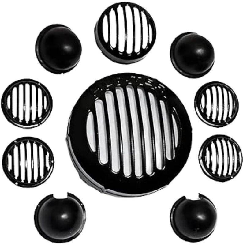 Ramanta Hunter 350 Grill Set [Not for New/LED] CNC Metal Complete Grill/Jali Cover Set Bike Headlight Grill(Black)