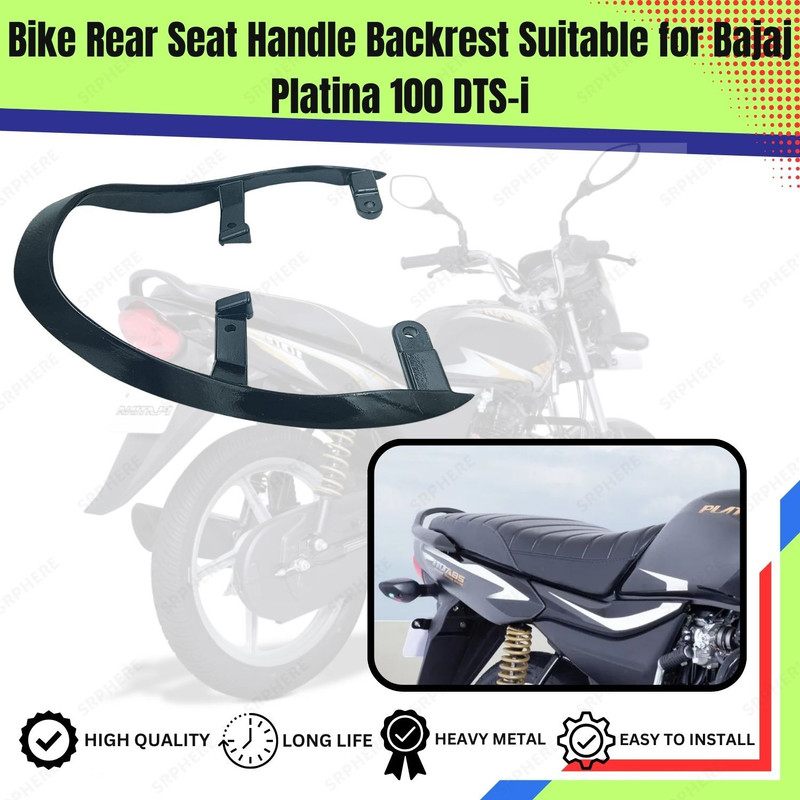 ENEMYT PLA3 Bike Rear Seat Handle Backrest Suitable for Bajaj Platina 100 DTS-i Bike Headlight Grill(Black)