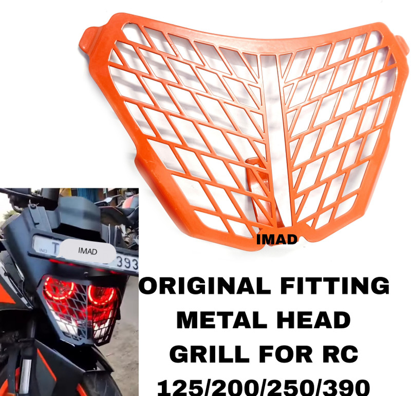 imad METAL HEAD LIGHT GRILL FOR RC 125/1/200/250/390 Bike Headlight Grill(Orange)