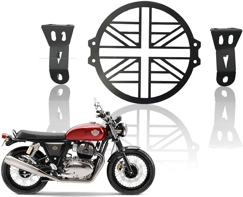 Moto Genius Front Headlight Grill Guard for RE Interceptor: Durable metal plus shape Bike Headlight Grill(Black)