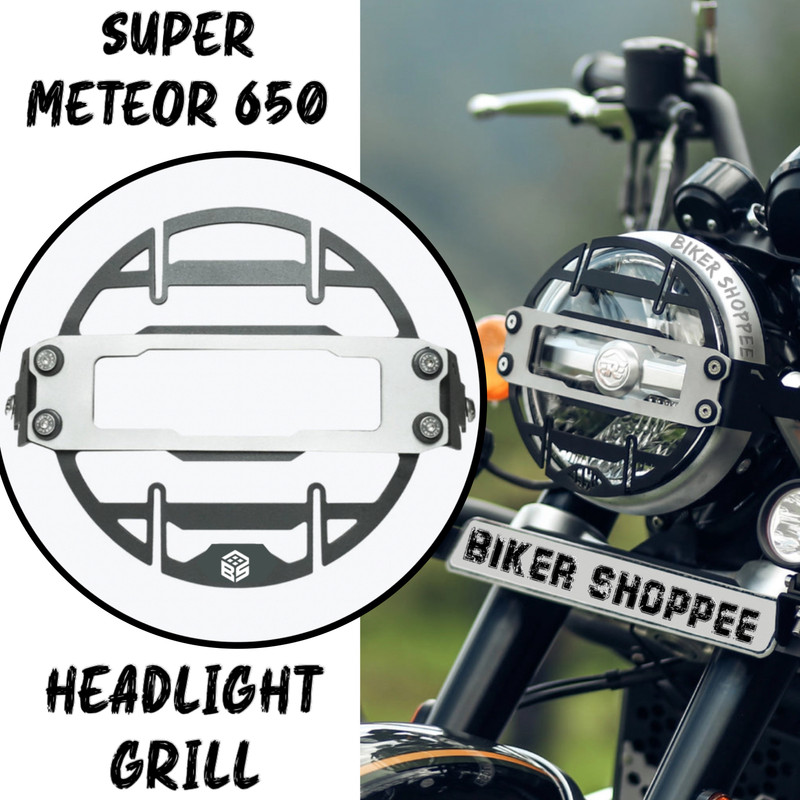 BIKER SHOPPEE SUPER METEOR 650 HEADLIGHT GRILL Bike Headlight Grill(Black)